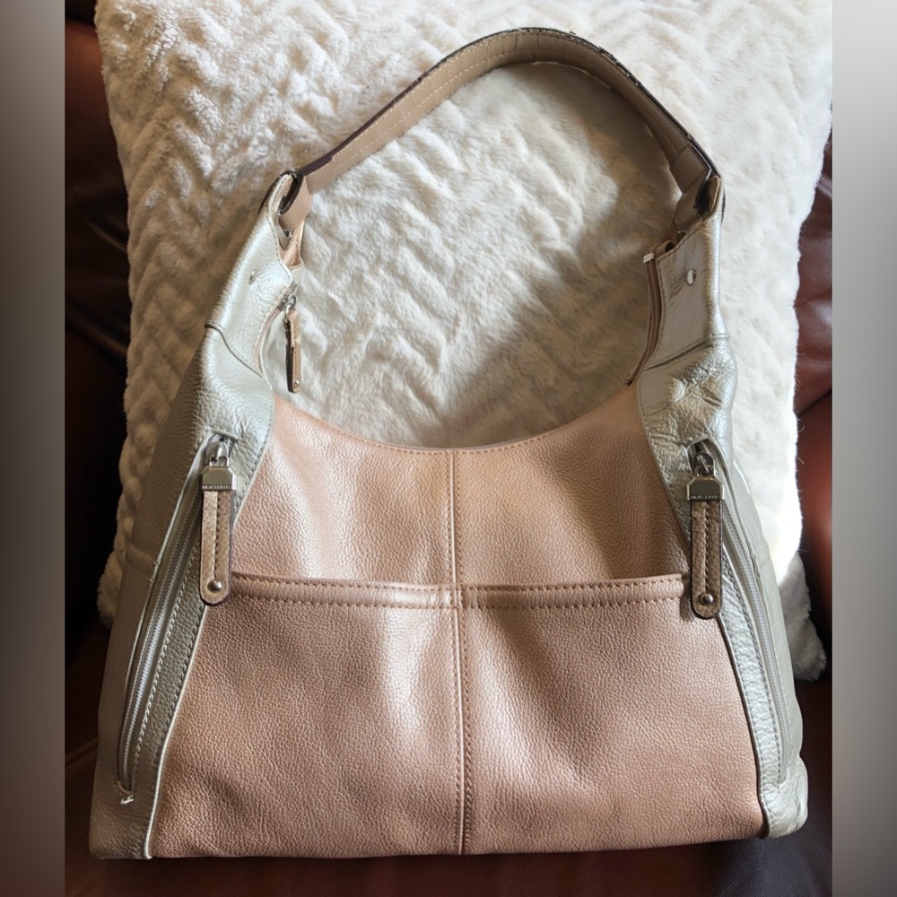 Tignanello Pink and Silver Hobo Bag